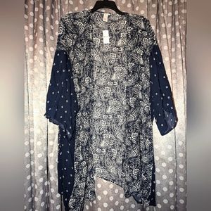 CATHERINES Floral Open Duster/Kimino 2x/3x NWT